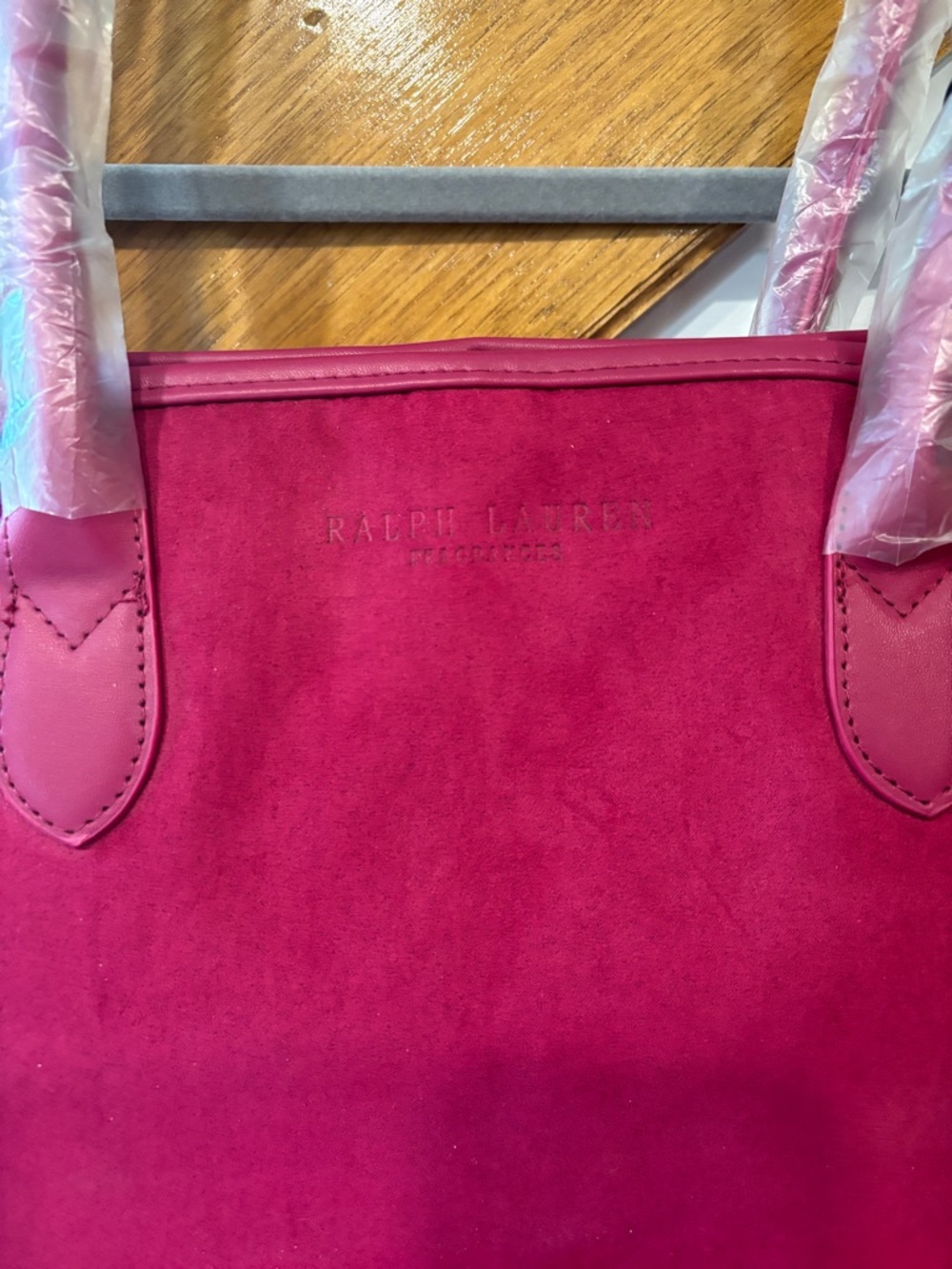 NWT Ralph Lauren Fragrance Suede Tote Bag - Fuchsia - Picture 2 of 4
